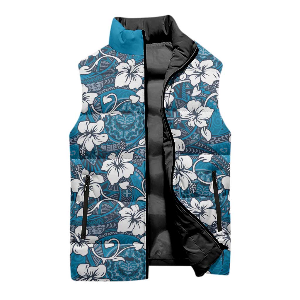 Karakarawa Bula Fiji Sleeveless Puffer Jacket Fijian Tapa Seamless Hibiscus LT14 - Polynesian Pride