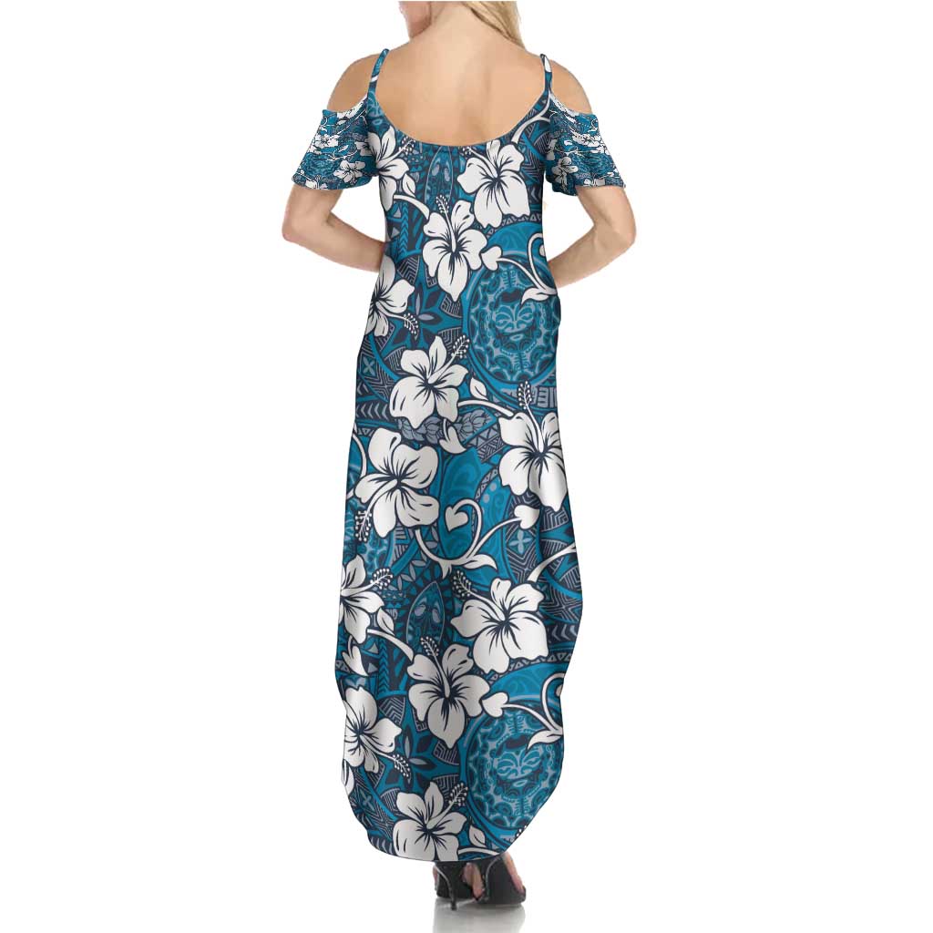Karakarawa Bula Fiji Summer Maxi Dress Fijian Tapa Seamless Hibiscus - Polynesian Pride