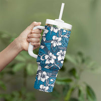 Karakarawa Bula Fiji Tumbler With Handle Fijian Tapa Seamless Hibiscus - Polynesian Pride