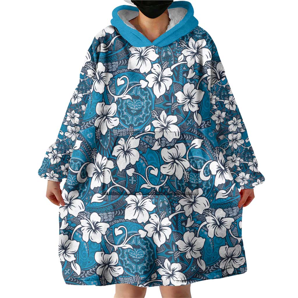 Karakarawa Bula Fiji Wearable Blanket Hoodie Fijian Tapa Seamless Hibiscus - Polynesian Pride