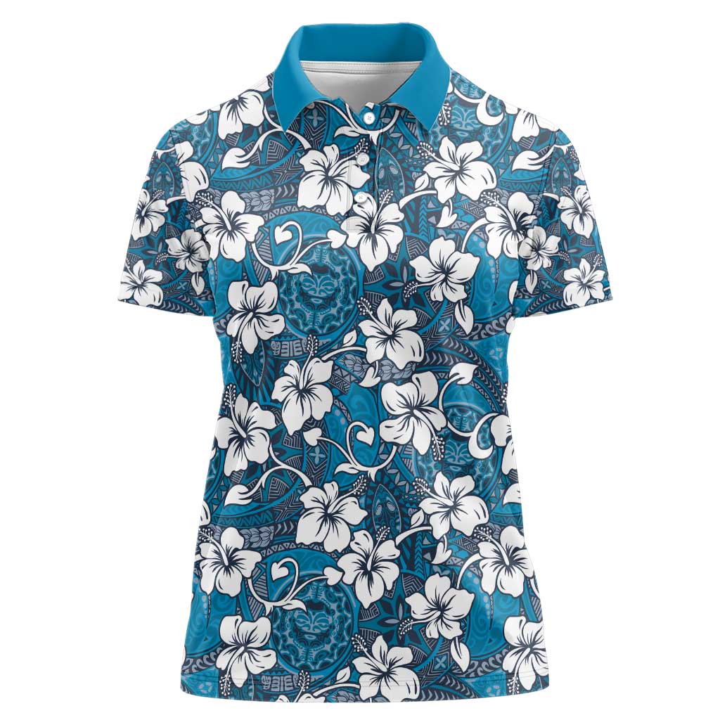 Karakarawa Bula Fiji Women Polo Shirt Fijian Tapa Seamless Hibiscus - Polynesian Pride