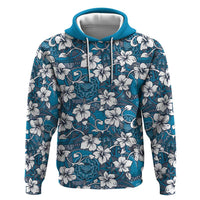 Karakarawa Bula Fiji Zip Hoodie Fijian Tapa Seamless Hibiscus LT14 Pullover Hoodie Blue - Polynesian Pride
