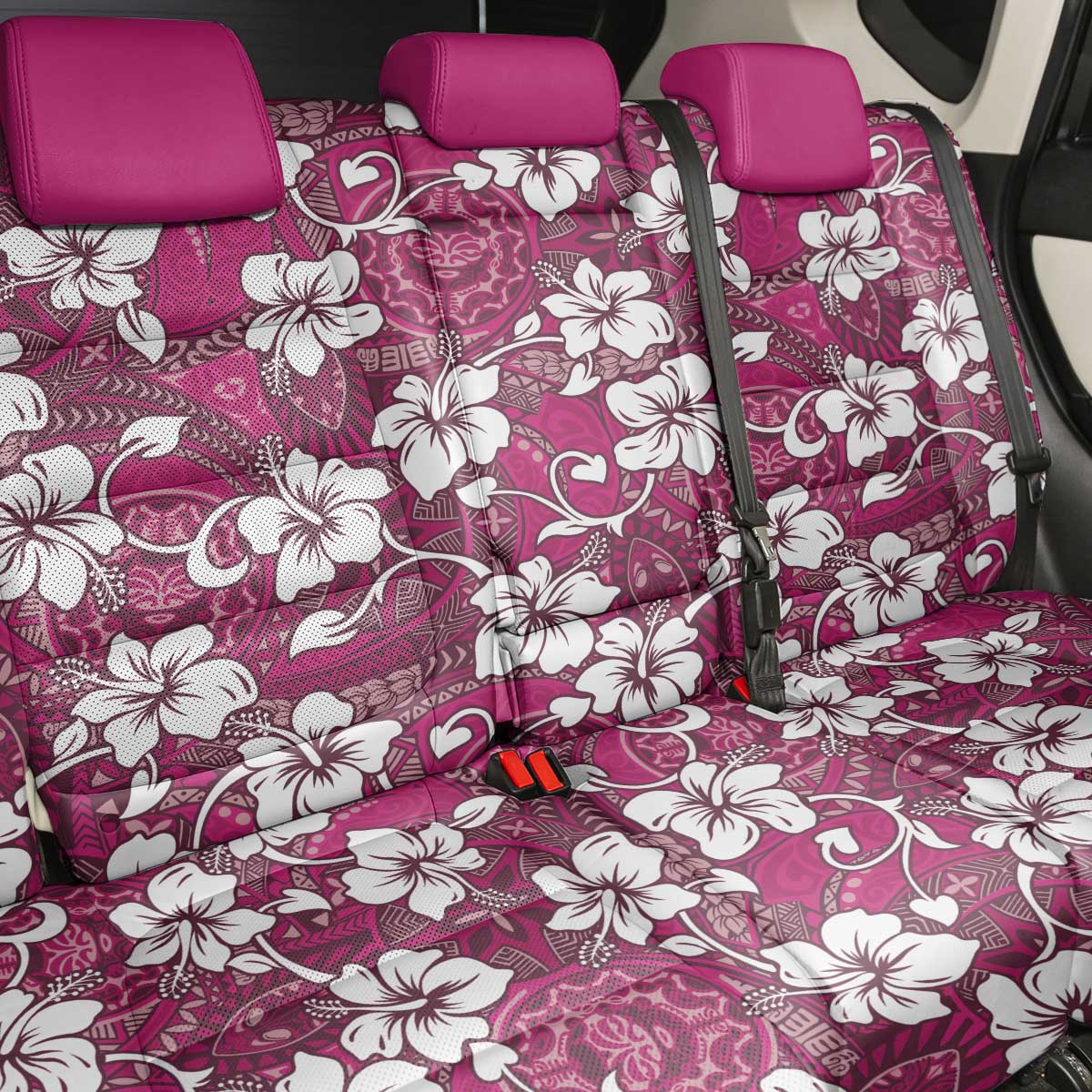 Piqi Bula Fiji Back Car Seat Cover Fijian Tapa Seamless Hibiscus - Polynesian Pride
