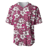 Piqi Bula Fiji Baseball Jersey Fijian Tapa Seamless Hibiscus LT14 Pink - Polynesian Pride