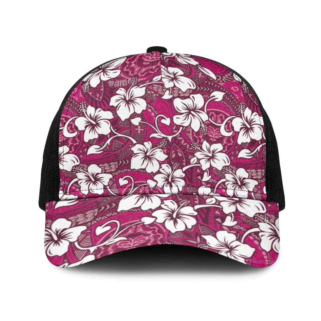 Piqi Bula Fiji Baseball Net Cap Fijian Tapa Seamless Hibiscus - Polynesian Pride