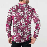 Piqi Bula Fiji Button Sweatshirt Fijian Tapa Seamless Hibiscus LT14 - Polynesian Pride