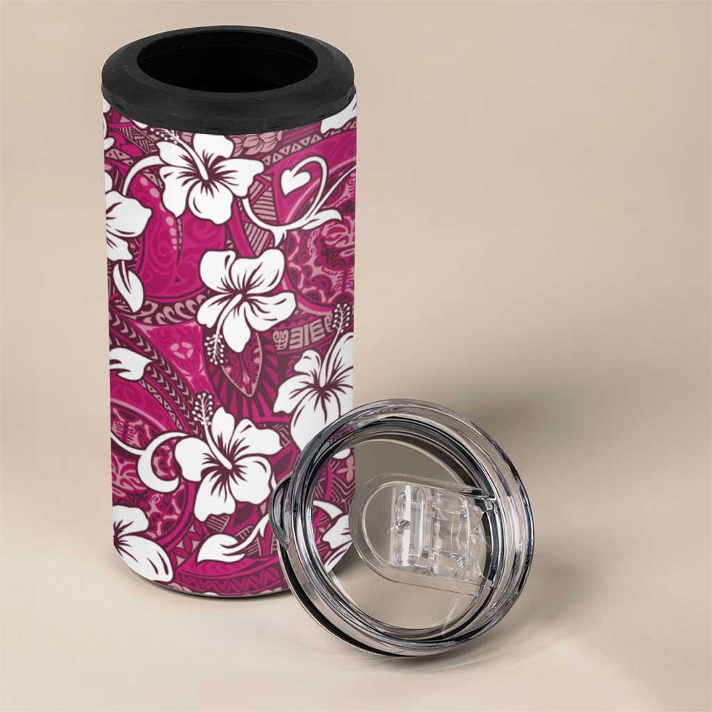 Piqi Bula Fiji 4 in 1 Can Cooler Tumbler Fijian Tapa Seamless Hibiscus - Polynesian Pride
