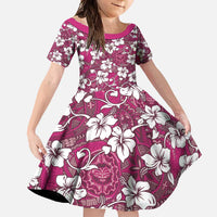 Piqi Bula Fiji Family Matching Off Shoulder Maxi Dress and Hawaiian Shirt Fijian Tapa Seamless Hibiscus - Polynesian Pride