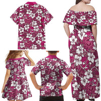 Piqi Bula Fiji Family Matching Off Shoulder Maxi Dress and Hawaiian Shirt Fijian Tapa Seamless Hibiscus - Polynesian Pride