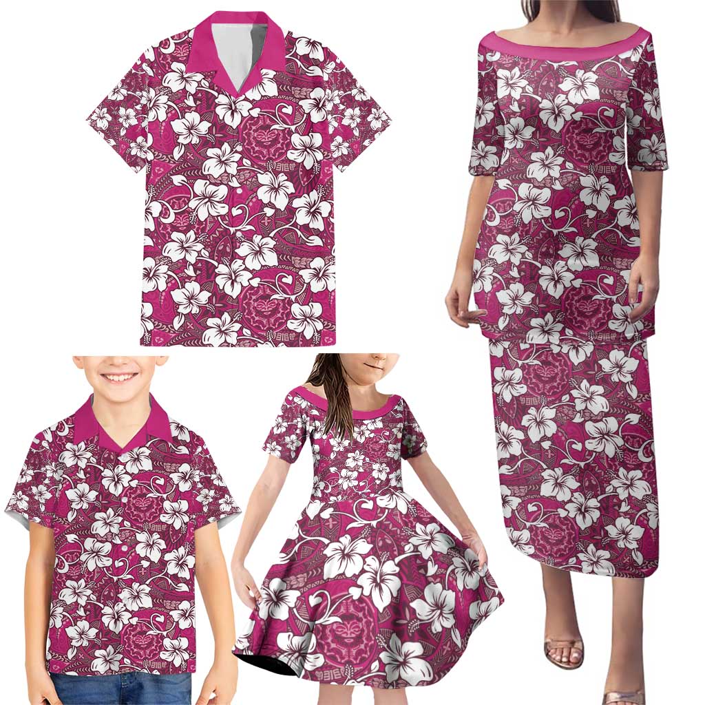 Piqi Bula Fiji Family Matching Puletasi and Hawaiian Shirt Fijian Tapa Seamless Hibiscus - Polynesian Pride
