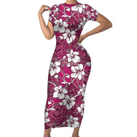 Piqi Bula Fiji Family Matching Short Sleeve Bodycon Dress and Hawaiian Shirt Fijian Tapa Seamless Hibiscus - Polynesian Pride