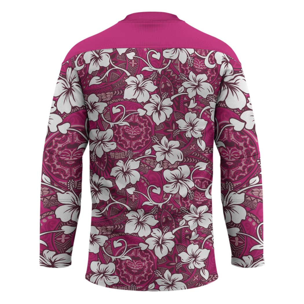 Piqi Bula Fiji Hockey Jersey Fijian Tapa Seamless Hibiscus - Polynesian Pride