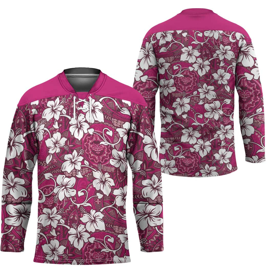 Piqi Bula Fiji Hockey Jersey Fijian Tapa Seamless Hibiscus - Polynesian Pride