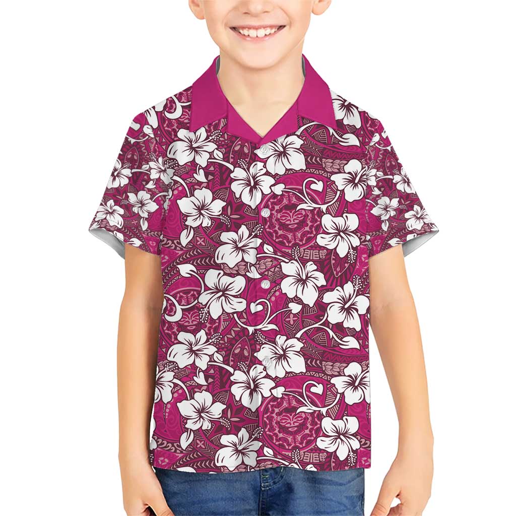Piqi Bula Fiji Kid Hawaiian Shirt Fijian Tapa Seamless Hibiscus LT14 Kid Pink - Polynesian Pride