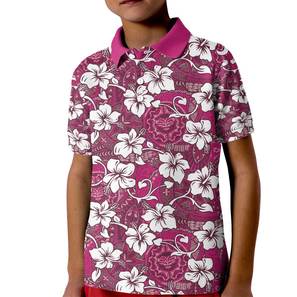 Piqi Bula Fiji Kid Polo Shirt Fijian Tapa Seamless Hibiscus - Polynesian Pride