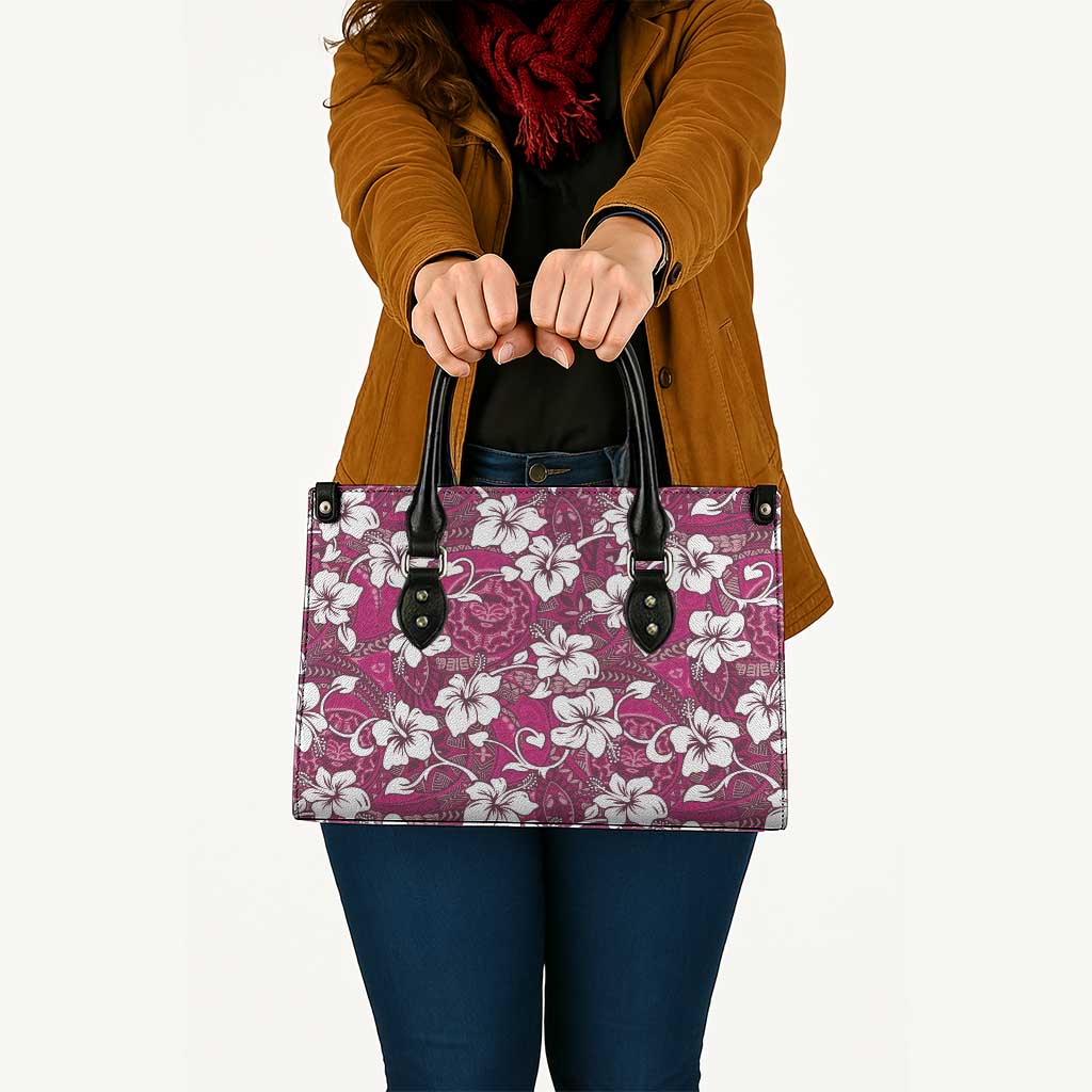 Piqi Bula Fiji Leather Bag Fijian Tapa Seamless Hibiscus LT14 - Polynesian Pride