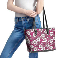 Piqi Bula Fiji Leather Tote Bag Fijian Tapa Seamless Hibiscus LT14 - Polynesian Pride