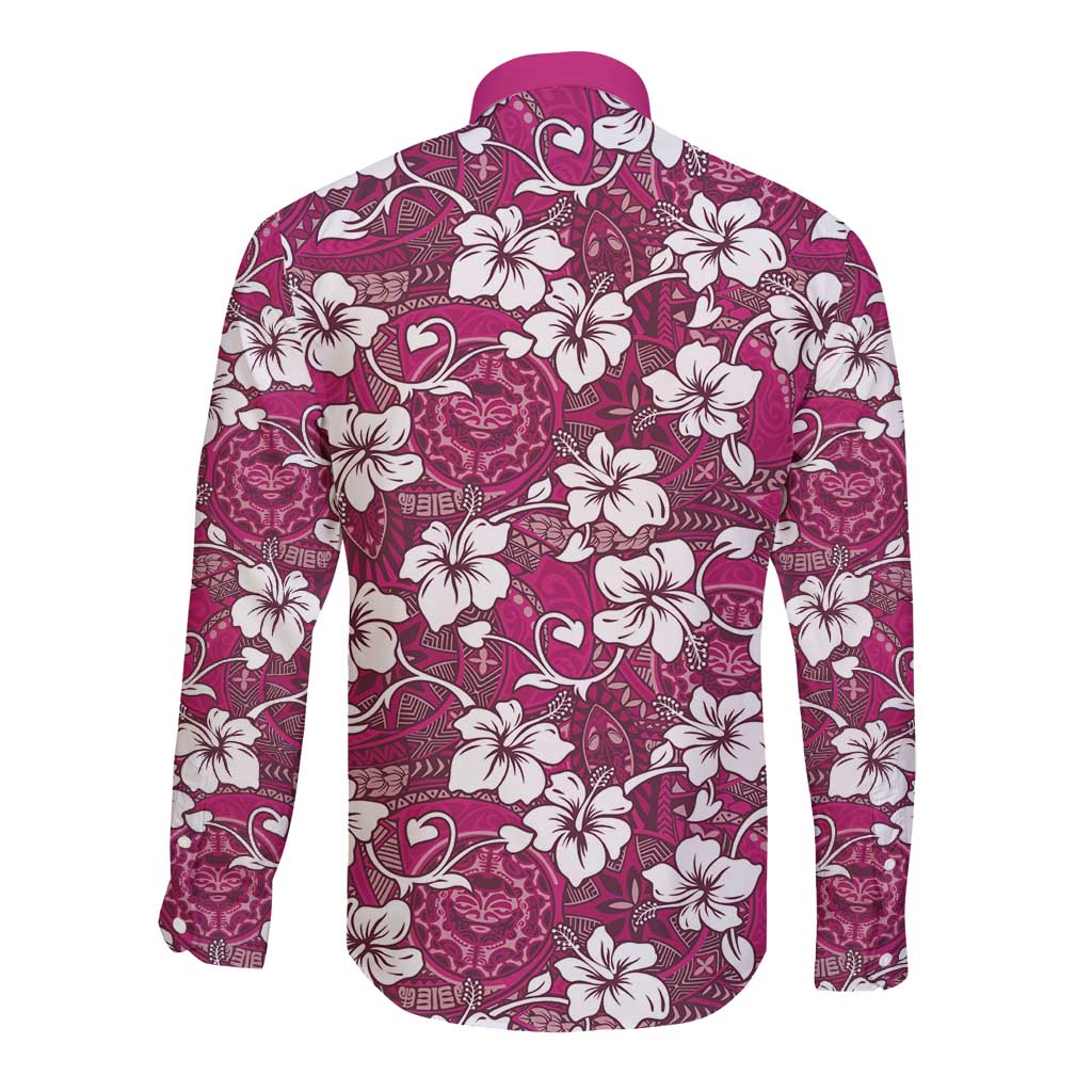 Piqi Bula Fiji Long Sleeve Button Shirt Fijian Tapa Seamless Hibiscus LT14 - Polynesian Pride