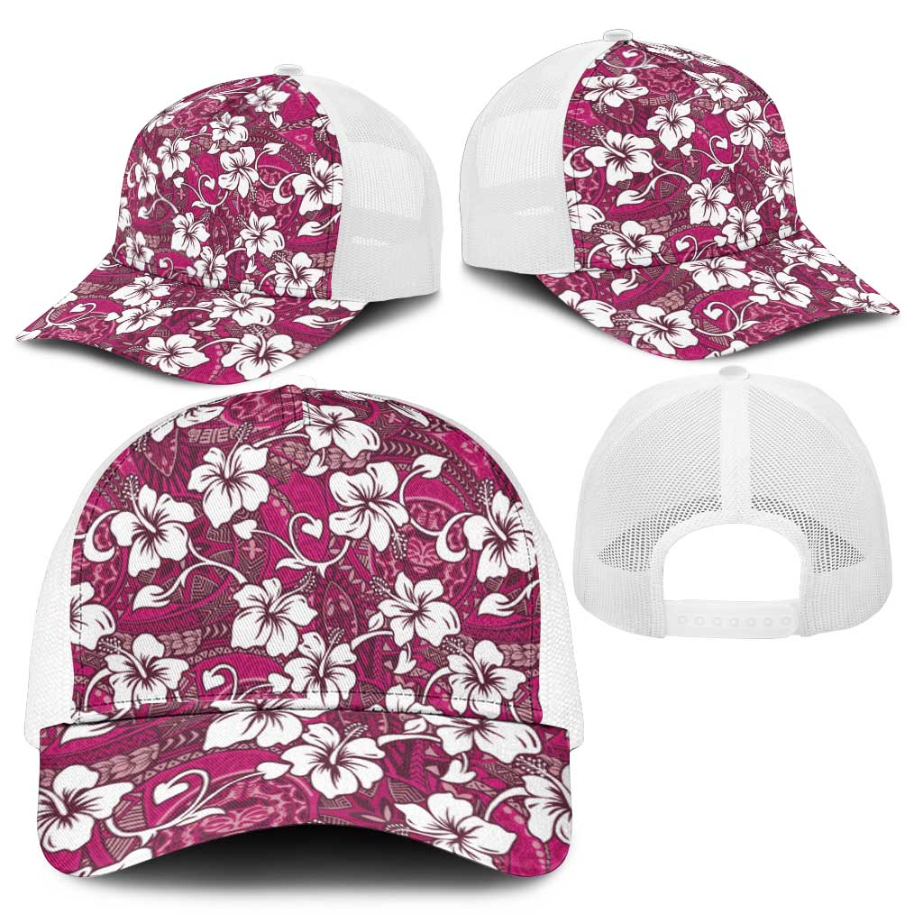 Piqi Bula Fiji Mesh Trucker Cap Fijian Tapa Seamless Hibiscus - Polynesian Pride