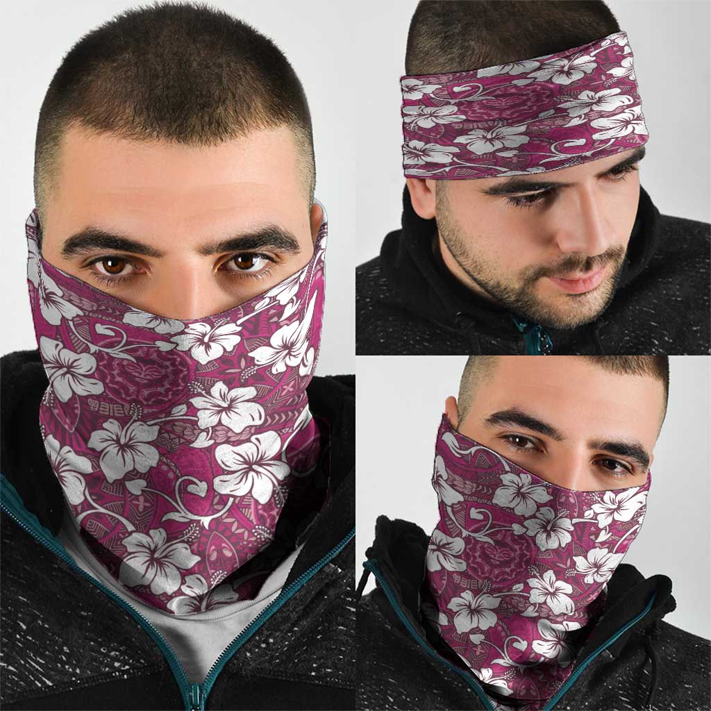 Piqi Bula Fiji Neck Gaiter Fijian Tapa Seamless Hibiscus - Polynesian Pride