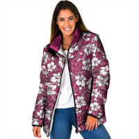 Piqi Bula Fiji Padded Jacket Fijian Tapa Seamless Hibiscus LT14 Women Pink - Polynesian Pride