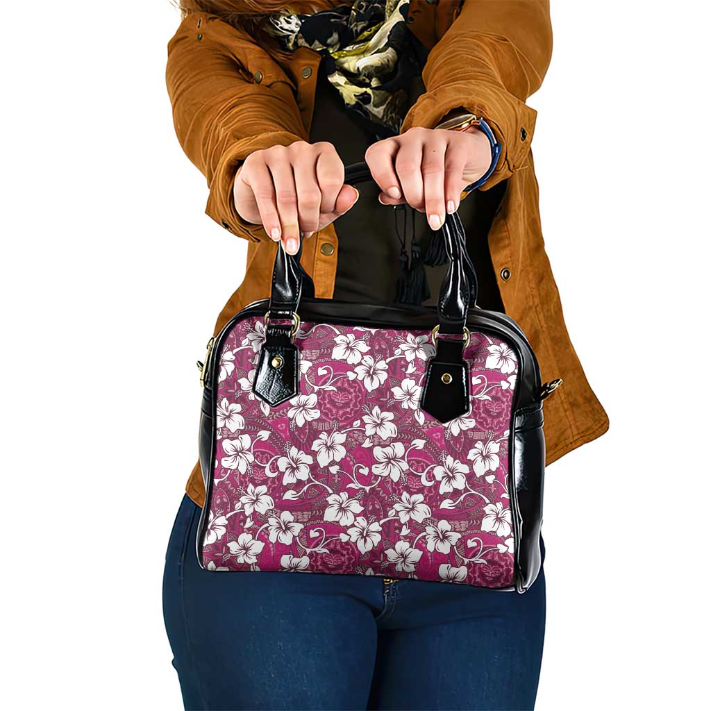 Piqi Bula Fiji Shoulder Handbag Fijian Tapa Seamless Hibiscus LT14 One Size Pink - Polynesian Pride