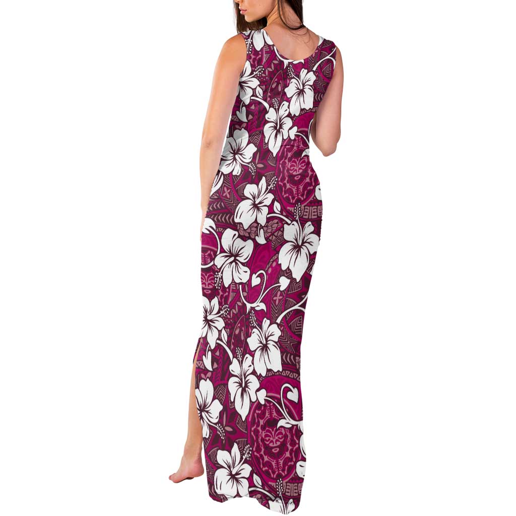 Piqi Bula Fiji Tank Maxi Dress Fijian Tapa Seamless Hibiscus - Polynesian Pride