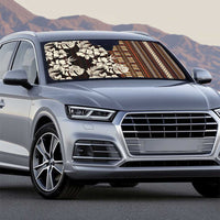 Bula Fiji Masi Auto Sun Shade Tapa Tropical Hibiscus Half Stylized - Polynesian Pride