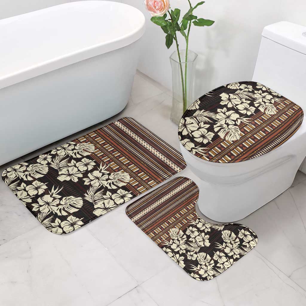 Bula Fiji Masi Bathroom Set Tapa Tropical Hibiscus Half Stylized - Polynesian Pride