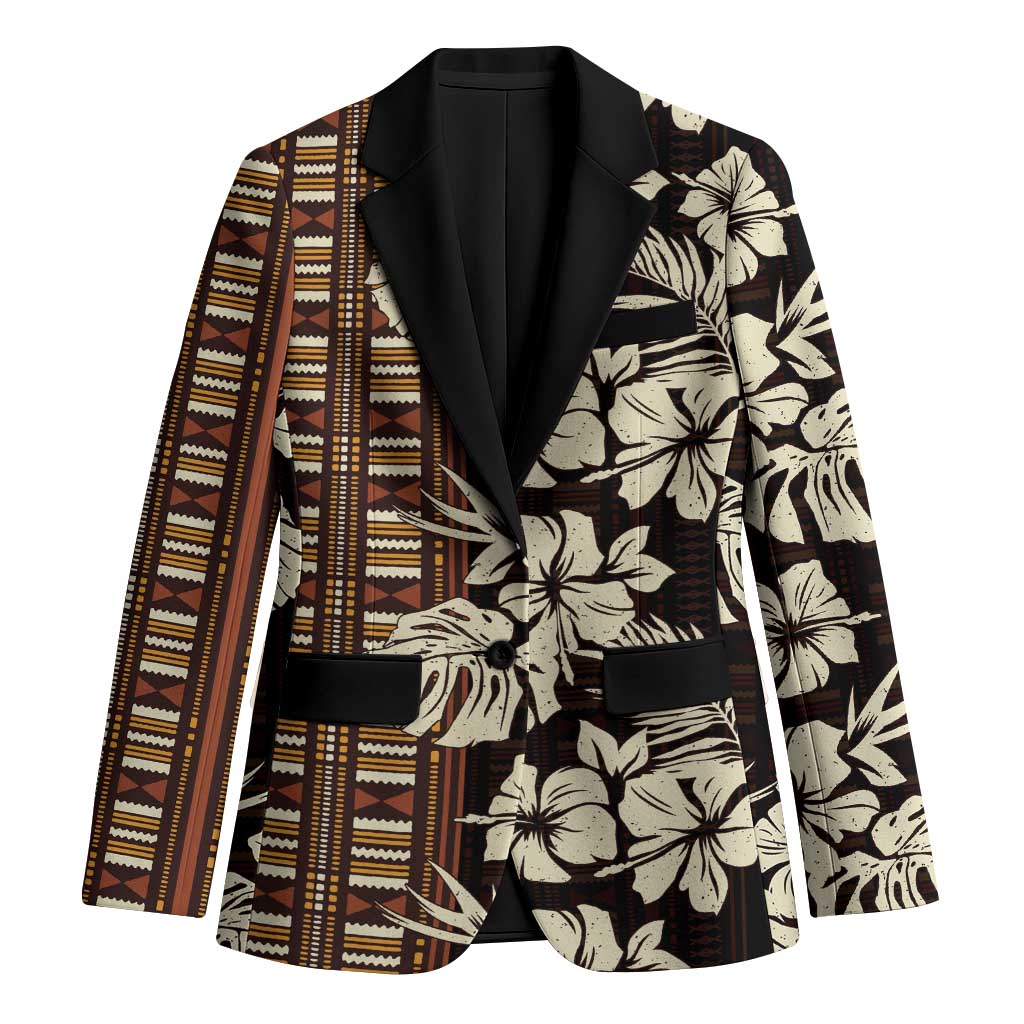Bula Fiji Masi Blazer Tapa Tropical Hibiscus Half Stylized - Polynesian Pride