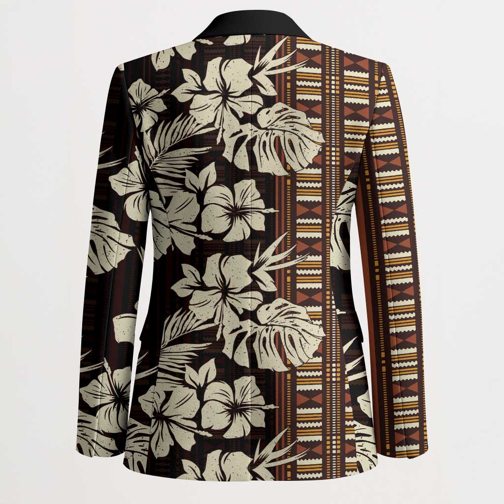 Bula Fiji Masi Blazer Tapa Tropical Hibiscus Half Stylized LT14 - Polynesian Pride