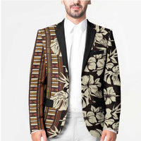 Bula Fiji Masi Blazer Tapa Tropical Hibiscus Half Stylized LT14 - Polynesian Pride