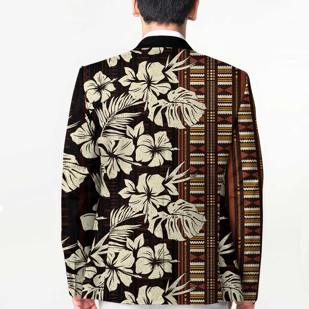 Bula Fiji Masi Blazer Tapa Tropical Hibiscus Half Stylized LT14 - Polynesian Pride