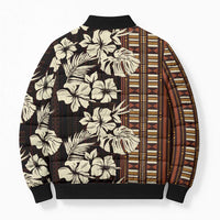 Bula Fiji Masi Bomber Puffer Jacket Tapa Tropical Hibiscus Half Stylized LT14 - Polynesian Pride