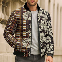 Bula Fiji Masi Bomber Puffer Jacket Tapa Tropical Hibiscus Half Stylized LT14 - Polynesian Pride