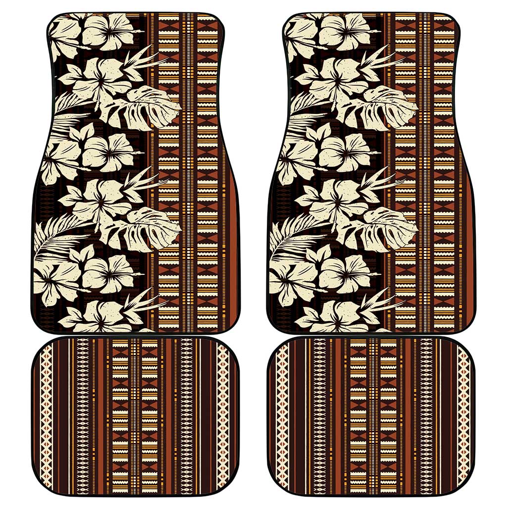Bula Fiji Masi Car Mats Tapa Tropical Hibiscus Half Stylized LT14 - Polynesian Pride