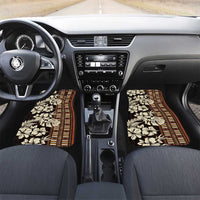 Bula Fiji Masi Car Mats Tapa Tropical Hibiscus Half Stylized LT14 Set 2pcs - Front Brown - Polynesian Pride