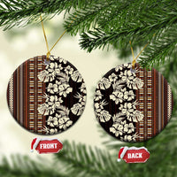 Bula Fiji Masi Ceramic Ornament Tapa Tropical Hibiscus Half Stylized - Polynesian Pride