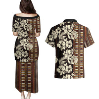 Bula Fiji Masi Couples Matching Puletasi and Hawaiian Shirt Tapa Tropical Hibiscus Half Stylized LT14 - Polynesian Pride