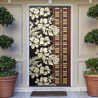 Bula Fiji Masi Door Cover Tapa Tropical Hibiscus Half Stylized LT14 Brown - Polynesian Pride