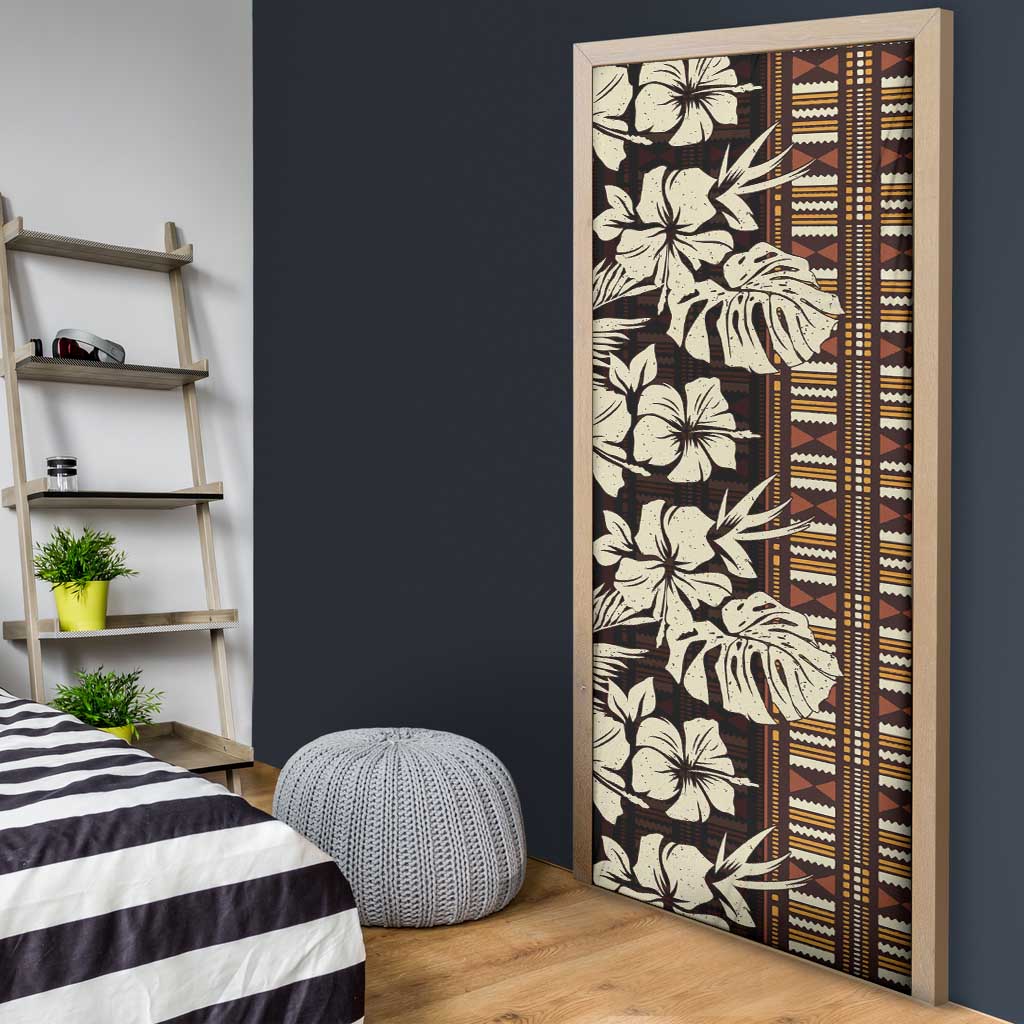 Bula Fiji Masi Door Cover Tapa Tropical Hibiscus Half Stylized LT14 - Polynesian Pride