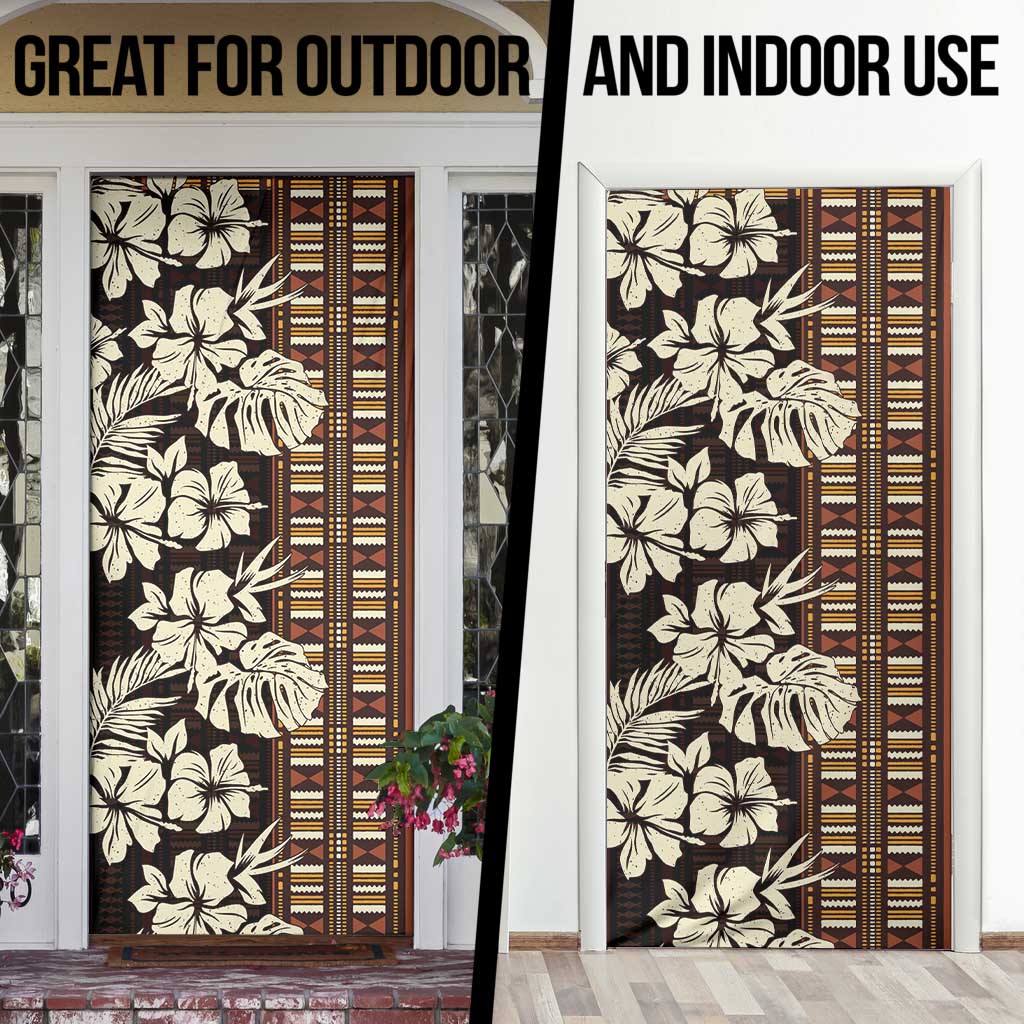 Bula Fiji Masi Door Cover Tapa Tropical Hibiscus Half Stylized LT14 - Polynesian Pride