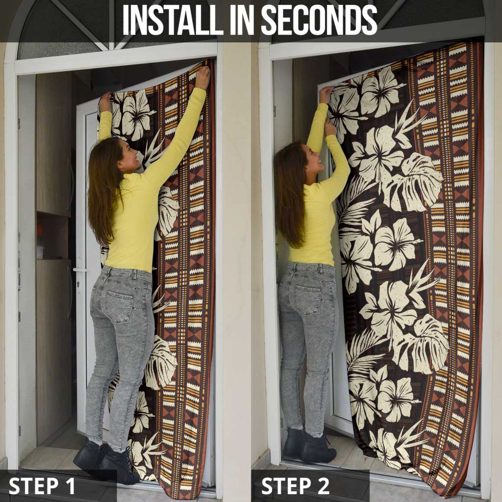 Bula Fiji Masi Door Cover Tapa Tropical Hibiscus Half Stylized LT14 - Polynesian Pride