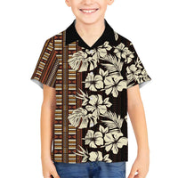 Bula Fiji Masi Family Matching Puletasi and Hawaiian Shirt Tapa Tropical Hibiscus Half Stylized LT14 Son's Shirt Brown - Polynesian Pride