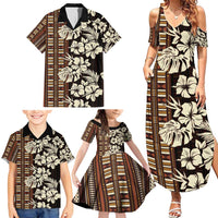 Bula Fiji Masi Family Matching Summer Maxi Dress and Hawaiian Shirt Tapa Tropical Hibiscus Half Stylized - Polynesian Pride