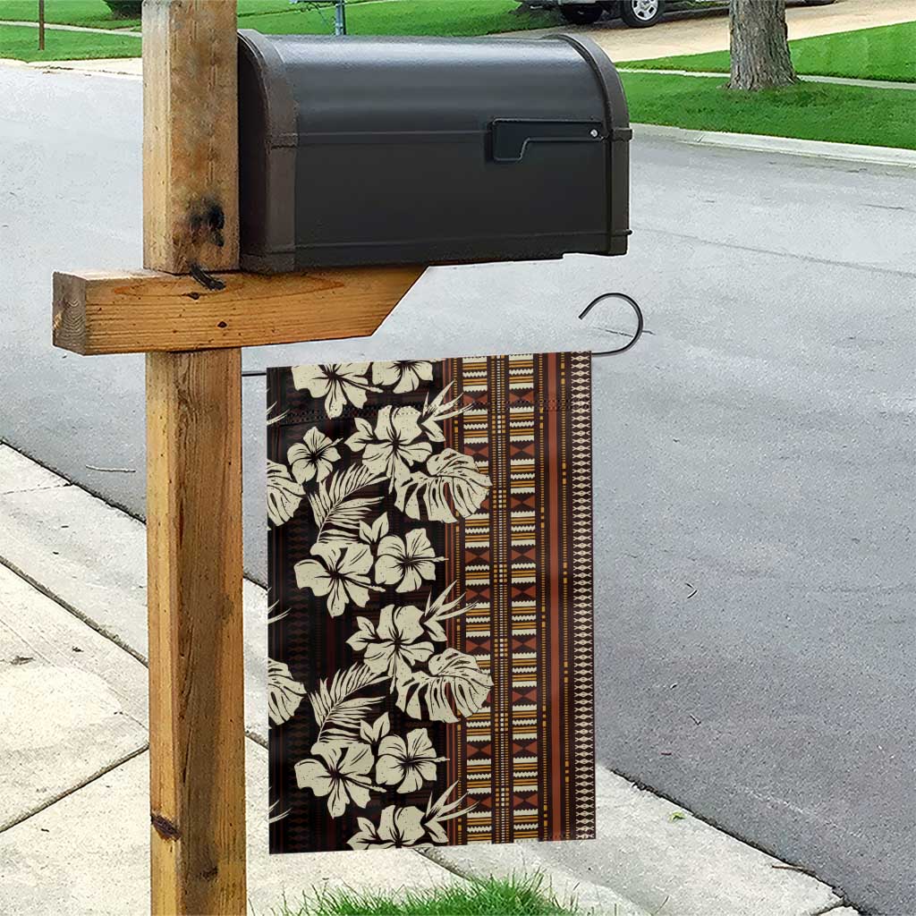 Bula Fiji Masi Garden Flag Tapa Tropical Hibiscus Half Stylized - Polynesian Pride