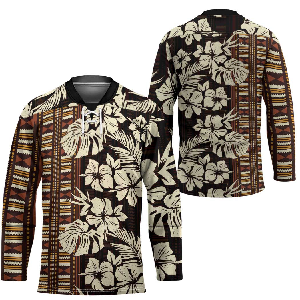 Bula Fiji Masi Hockey Jersey Tapa Tropical Hibiscus Half Stylized LT14 - Polynesian Pride