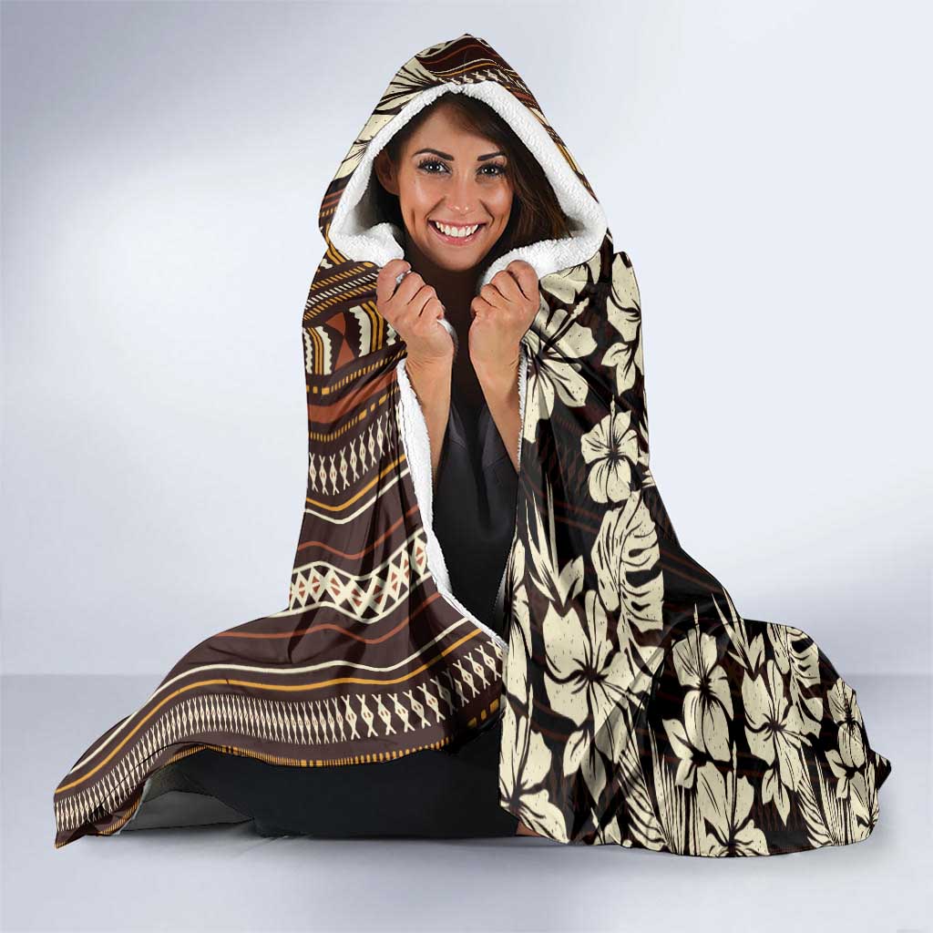 Bula Fiji Masi Hooded Blanket Tapa Tropical Hibiscus Half Stylized LT14 - Polynesian Pride