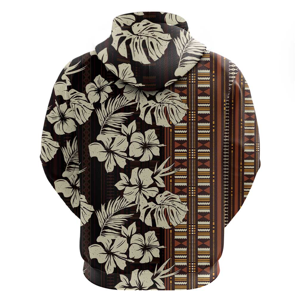 Bula Fiji Masi Hoodie Tapa Tropical Hibiscus Half Stylized - Polynesian Pride