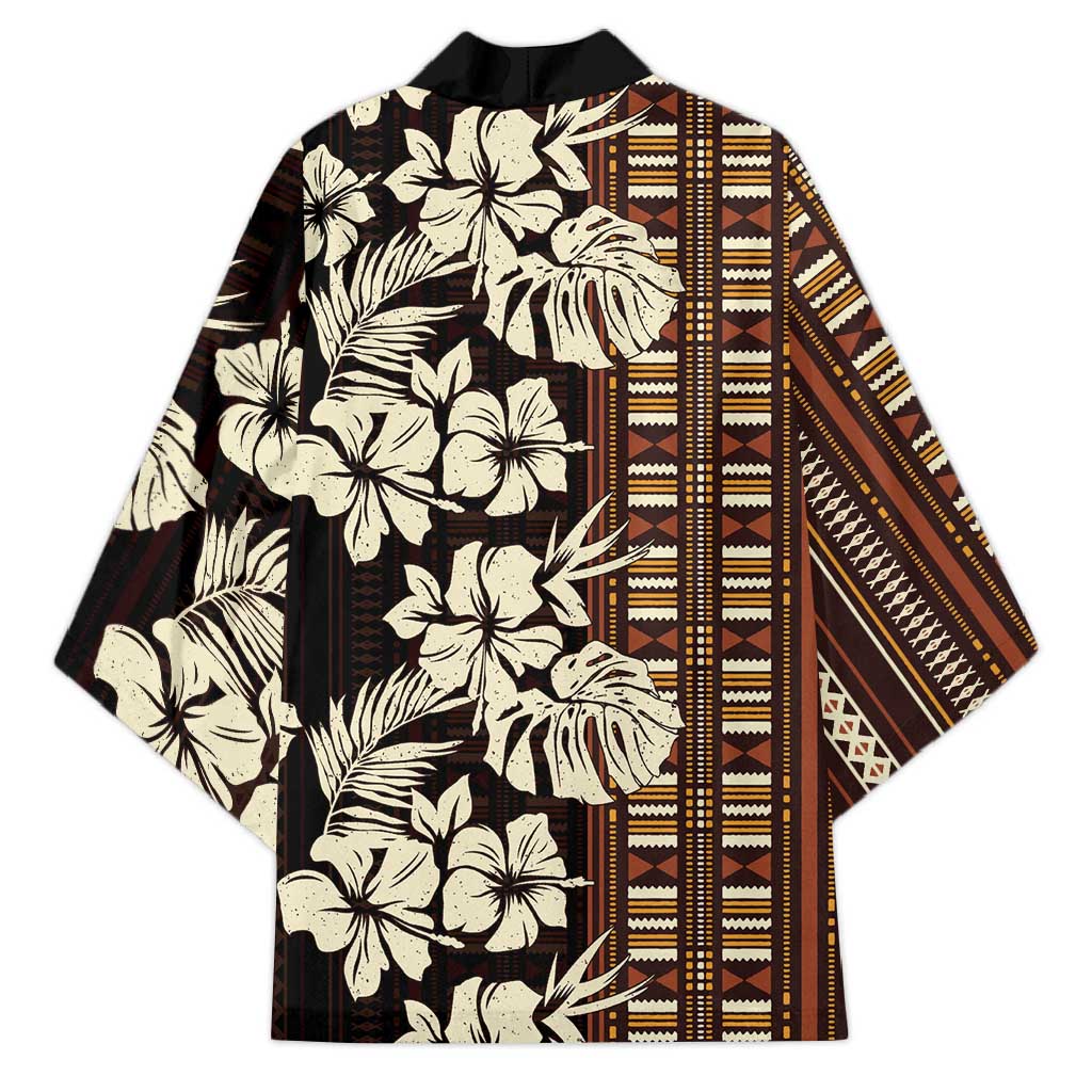 Bula Fiji Masi Kimono Tapa Tropical Hibiscus Half Stylized - Polynesian Pride